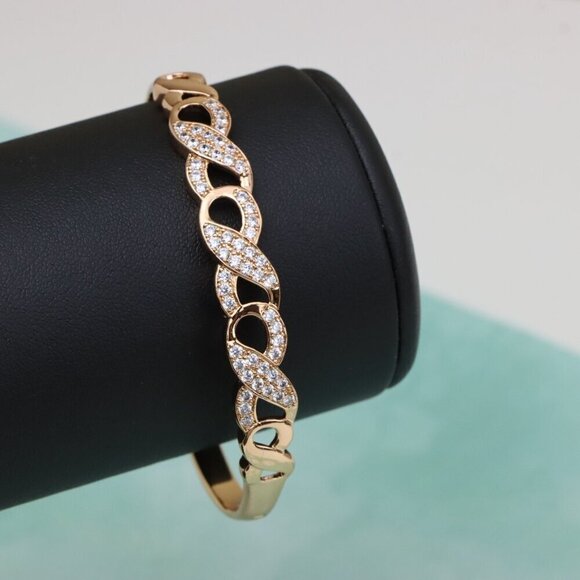 Rose Gold Bangle with Infinity Design and Sparkling Stones, XPBL0456 - Picture 9 of 12